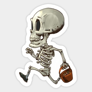 Halloween skeleton kid trick or treat Sticker